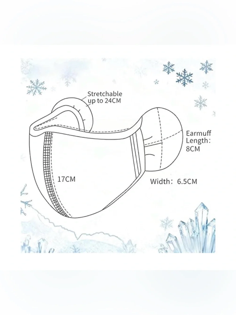 💞 New Gray Fleece Ear Warmer Face Mask with Fur Ear Pads for Winter Sports